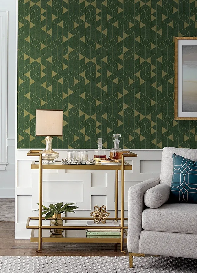 A-Street Prints Fairbank Evergreen Linen Geometric Wallpaper - SKU 4034-26774