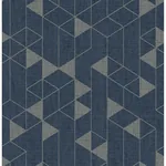 A-Street Prints Fairbank Navy Linen Geometric Wallpaper - SKU 4034-26775