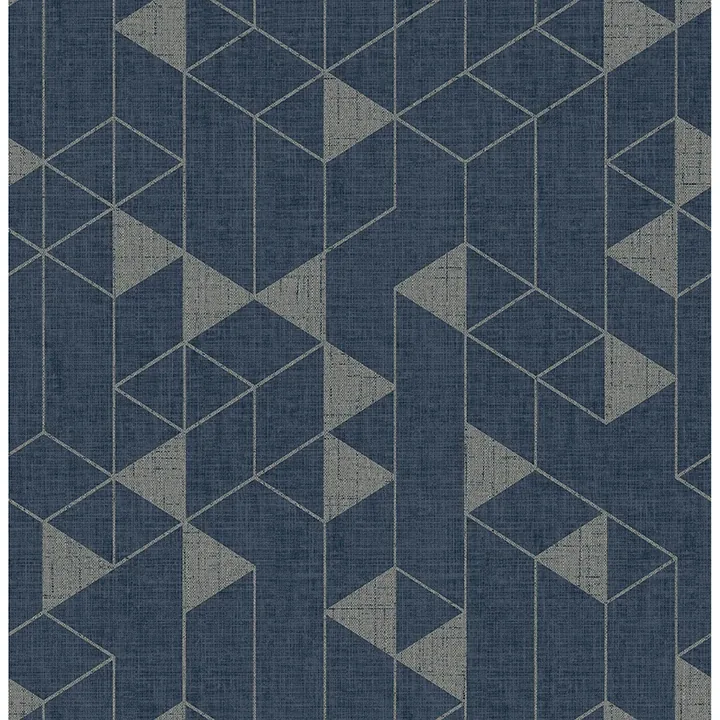 4034-26775 | Fairbank Navy Linen Geometric Wallpaper