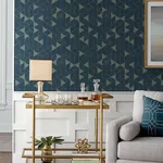 A-Street Prints Fairbank Navy Linen Geometric Wallpaper - SKU 4034-26775