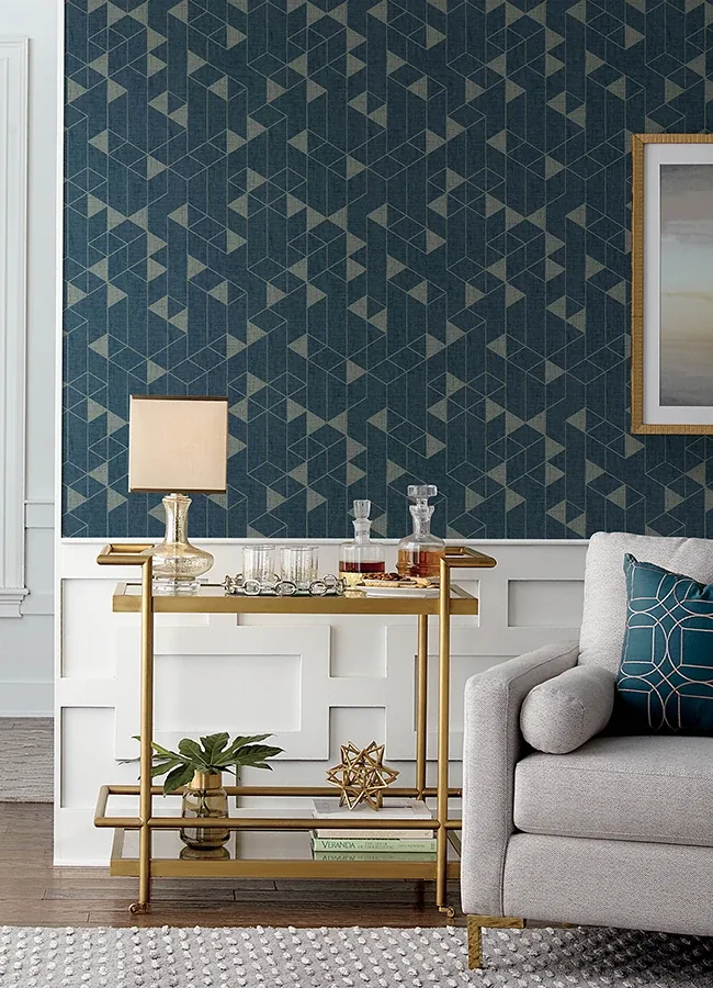 A-Street Prints Fairbank Navy Linen Geometric Wallpaper - SKU 4034-26775