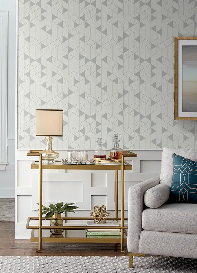 A-Street Prints Fairbank Silver Linen Geometric Wallpaper - SKU 4034-26771
