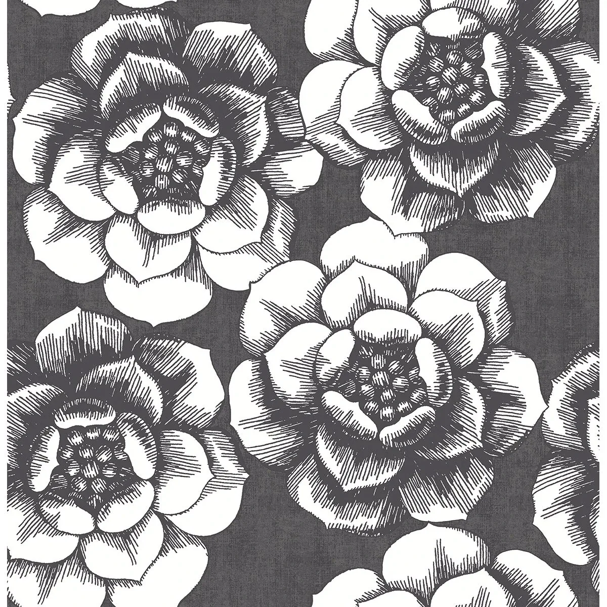 2763-24206 | Fanciful Black Floral Wallpaper