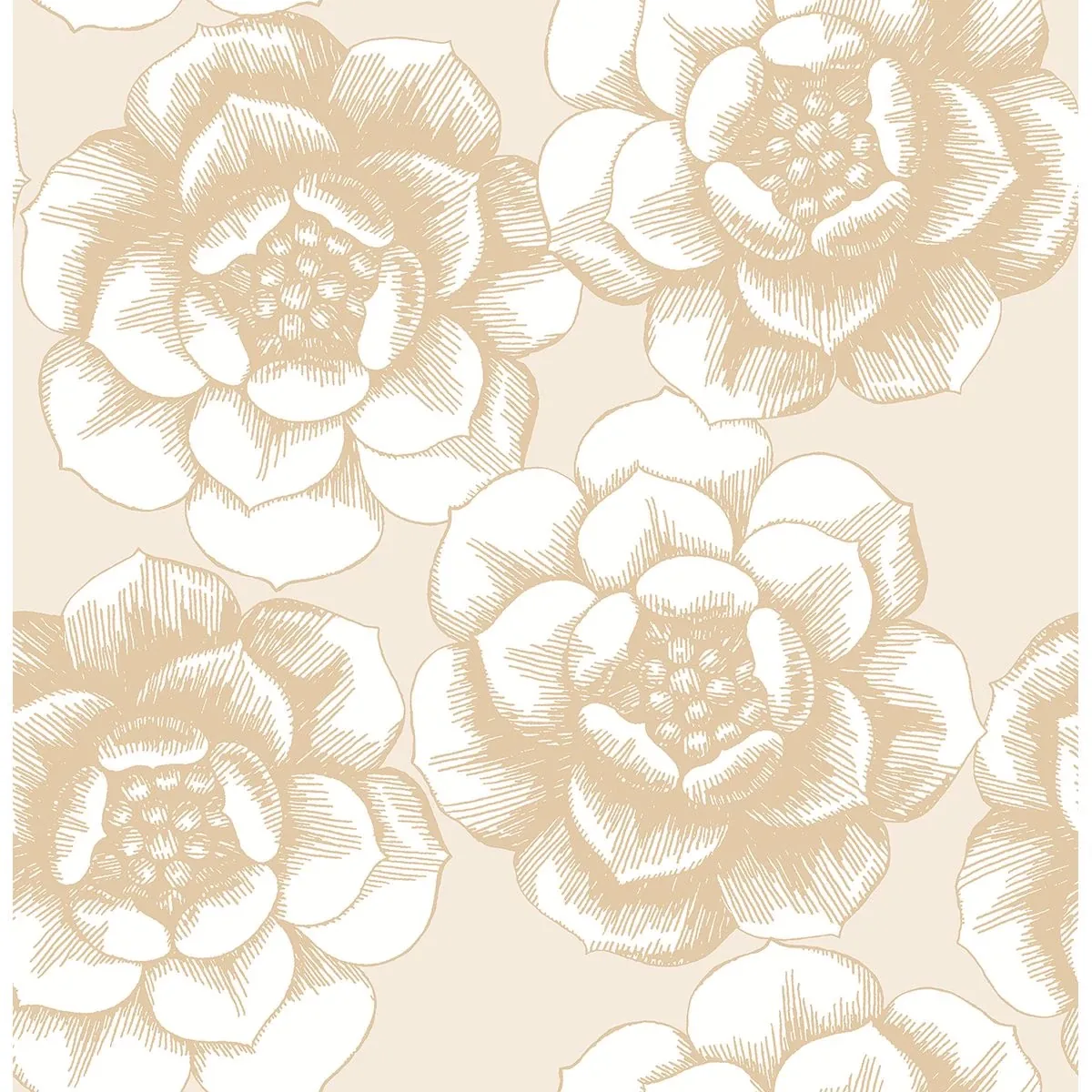 2763-24241 | Fanciful Gold Floral Wallpaper