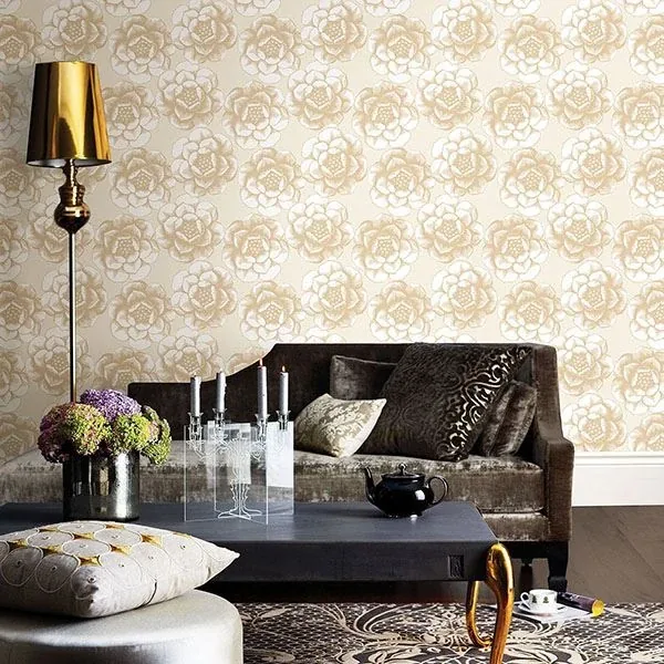 A-Street Prints Fanciful Gold Floral Wallpaper - SKU 2763-24241
