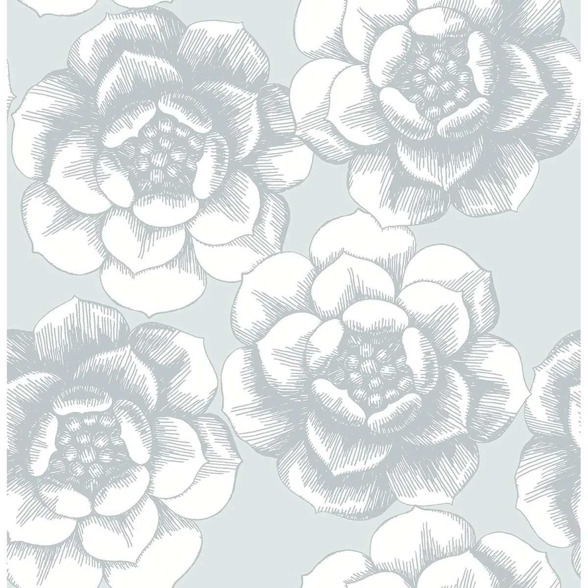 2763-24240 | Fanciful Silver Floral Wallpaper