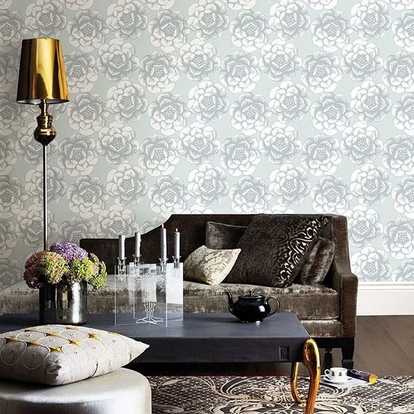 A-Street Prints Fanciful Silver Floral Wallpaper - SKU 2763-24240