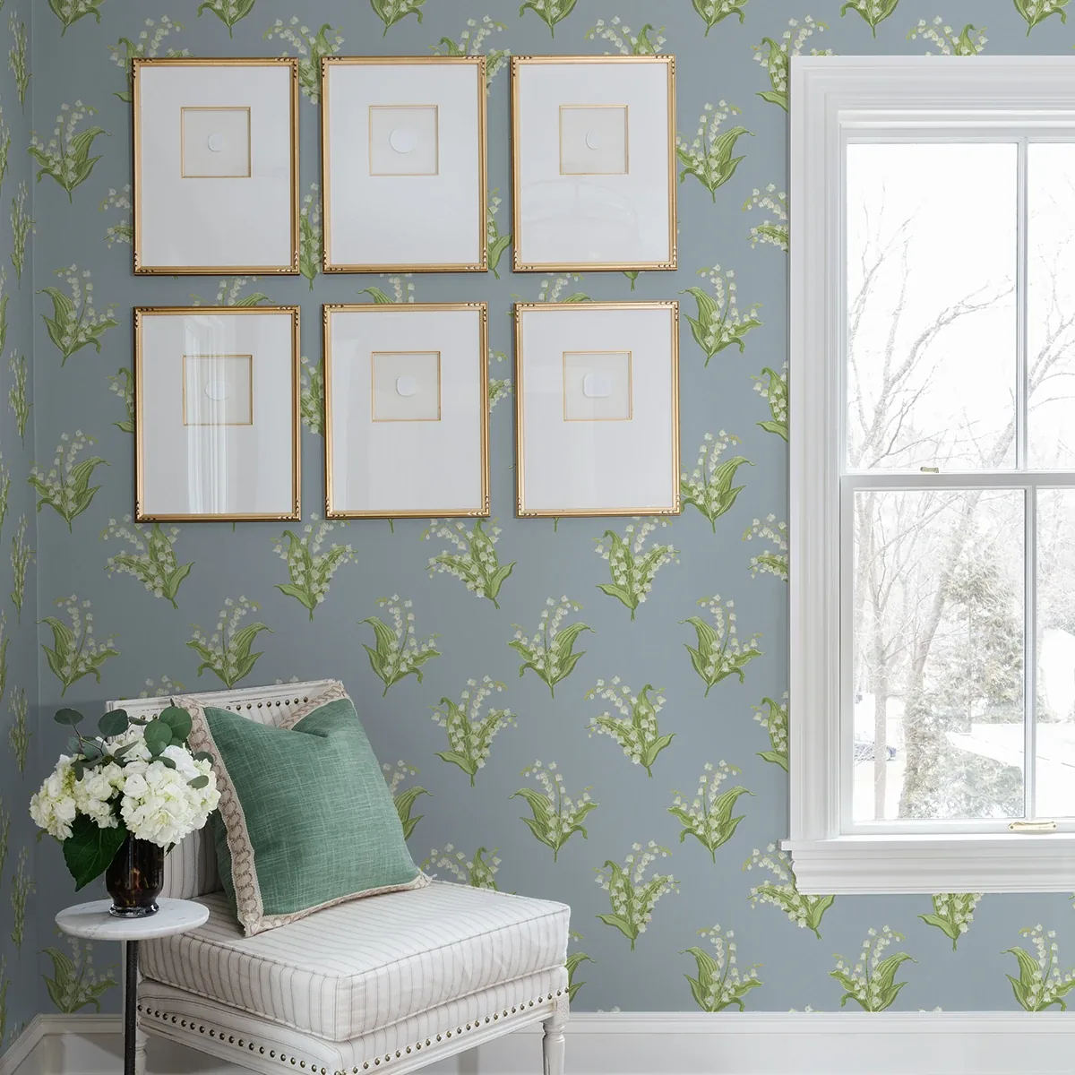 A-Street Prints Farmington Blue Heather Lily of the Valley Wallpaper - SKU AST4339