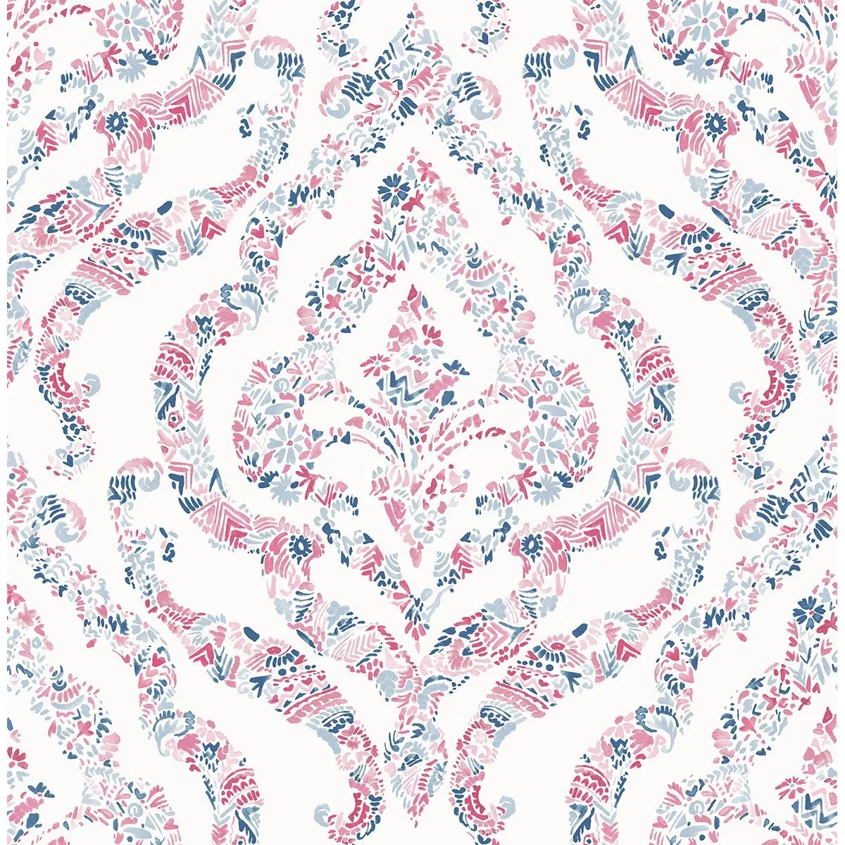 A-Street Prints Featherton Coral Floral Damask Wallpaper - SKU 2901-25400