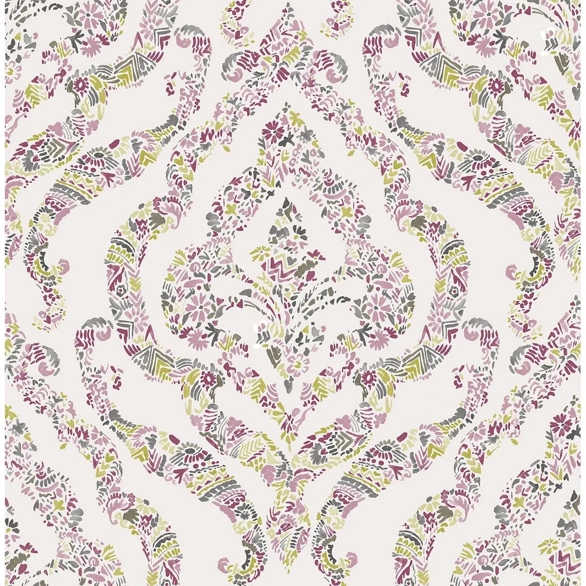 2901-25402 | Featherton Pink Floral Damask Wallpaper