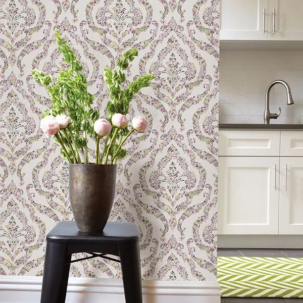 A-Street Prints Featherton Pink Floral Damask Wallpaper - SKU 2901-25402