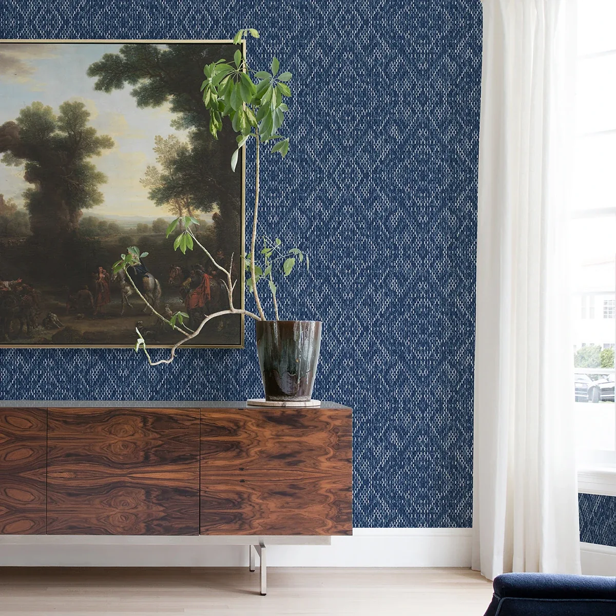 A-Street Prints Felix Indigo Indigo Geometric Wallpaper - SKU 2975-26242