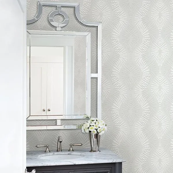 A-Street Prints Feliz Silver Beaded Ogee Wallpaper - SKU 2793-87327