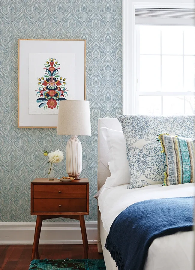 A-Street Prints Fernback Blue Ornate Botanical Wallpaper - SKU 4074-26611