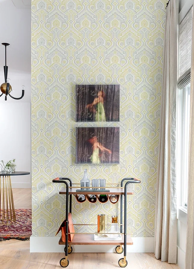 A-Street Prints Fernback Yellow Ornate Botanical Wallpaper - SKU 4074-26615
