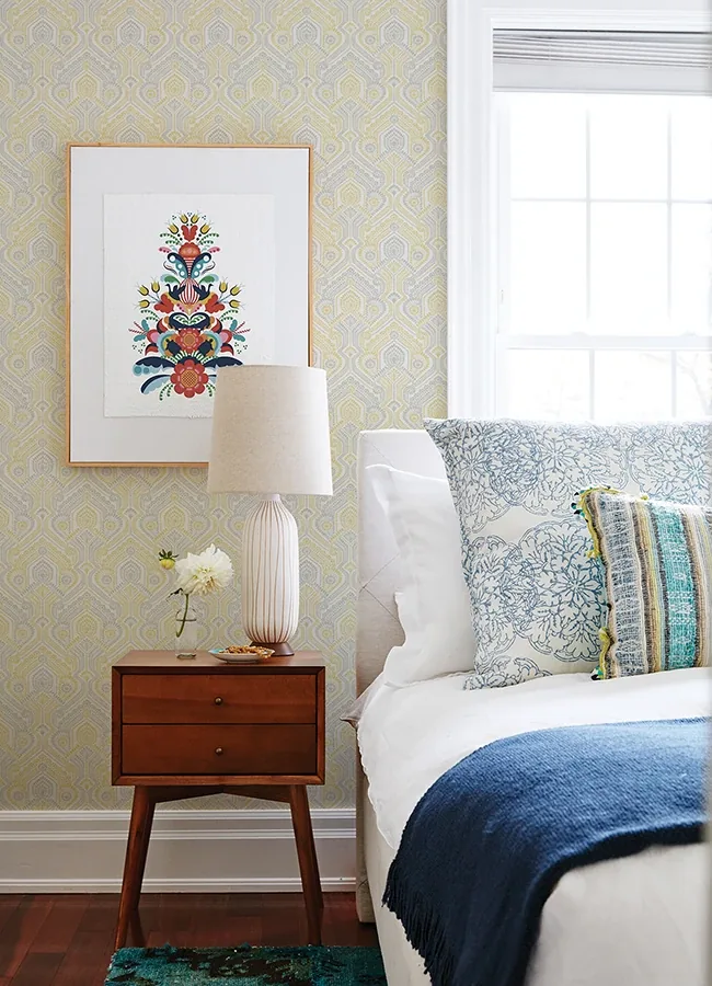 A-Street Prints Fernback Yellow Ornate Botanical Wallpaper - SKU 4074-26615