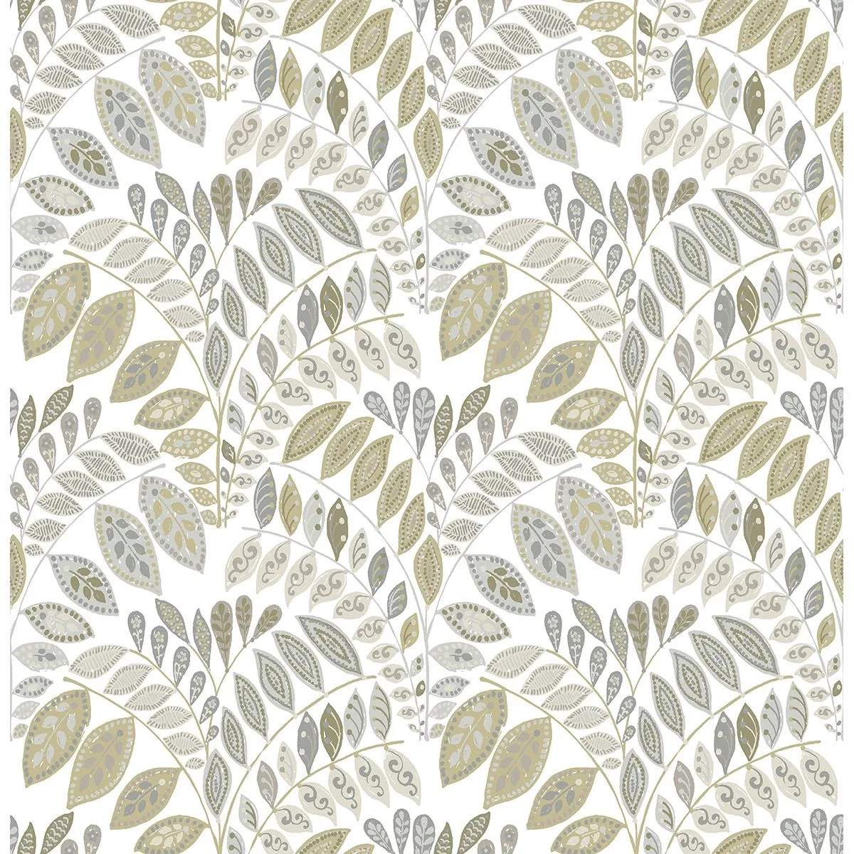 2821-25145 | Fiddlehead Grey Botanical Wallpaper