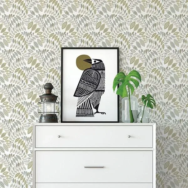 A-Street Prints Fiddlehead Grey Botanical Wallpaper - SKU 2821-25145