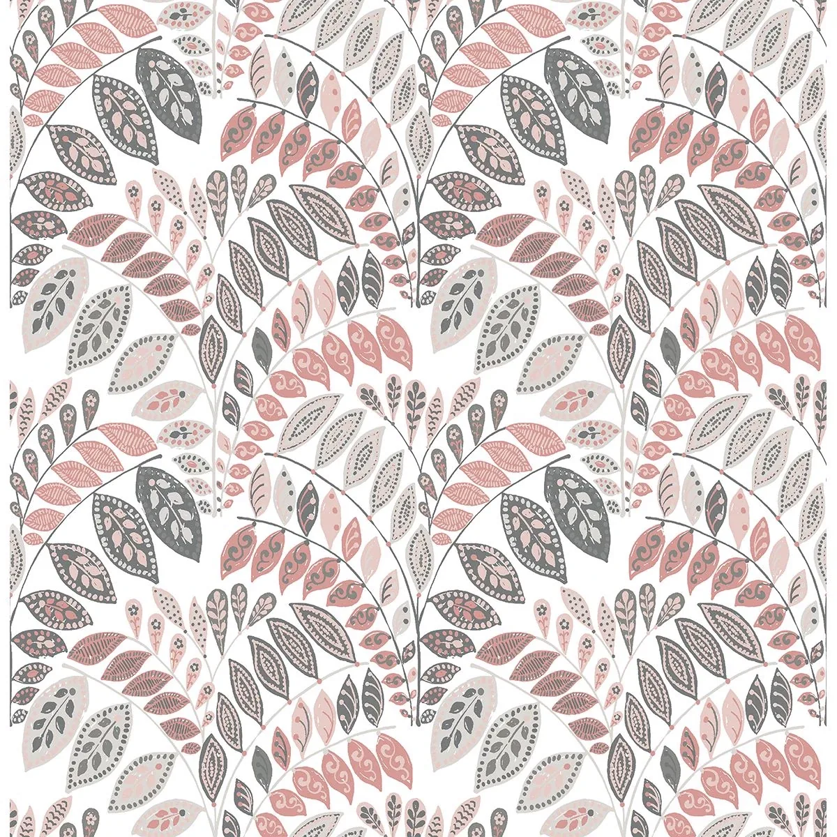 2821-25141 | Fiddlehead Pink Botanical Wallpaper