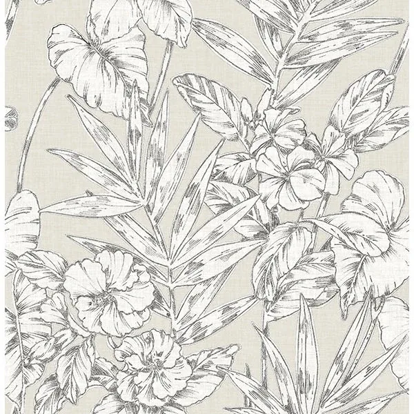 A-Street Prints Fiji Beige Floral Wallpaper - SKU 2744-24104
