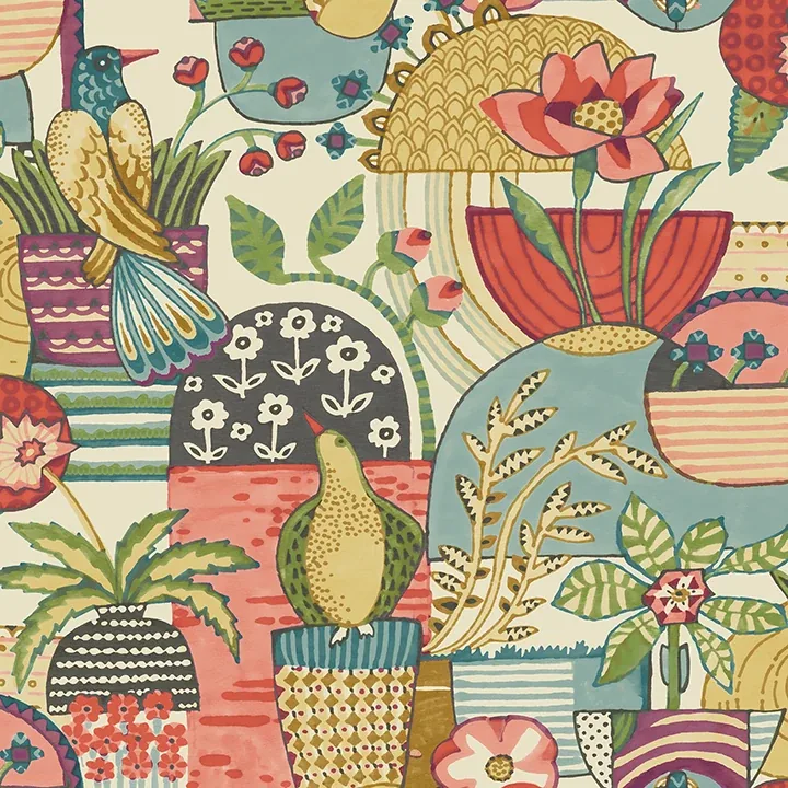 4066-26558 | Fika Plum Blissful Birds & Blooms Wallpaper