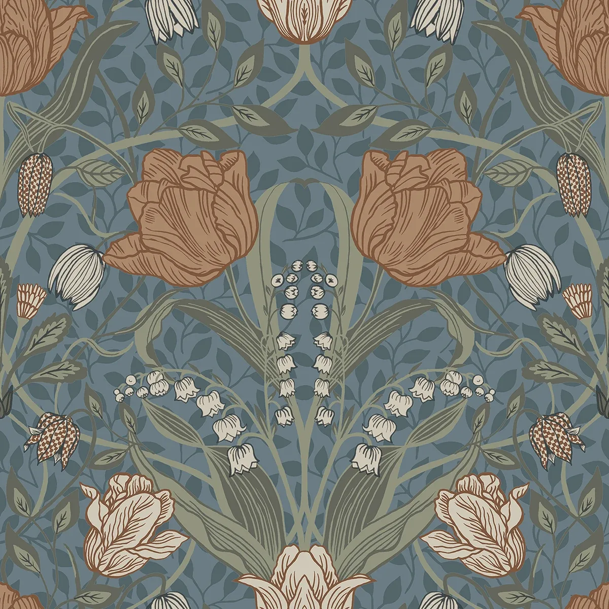 A-Street Prints Filippa Blue Tulip Wallpaper - SKU 2999-33009