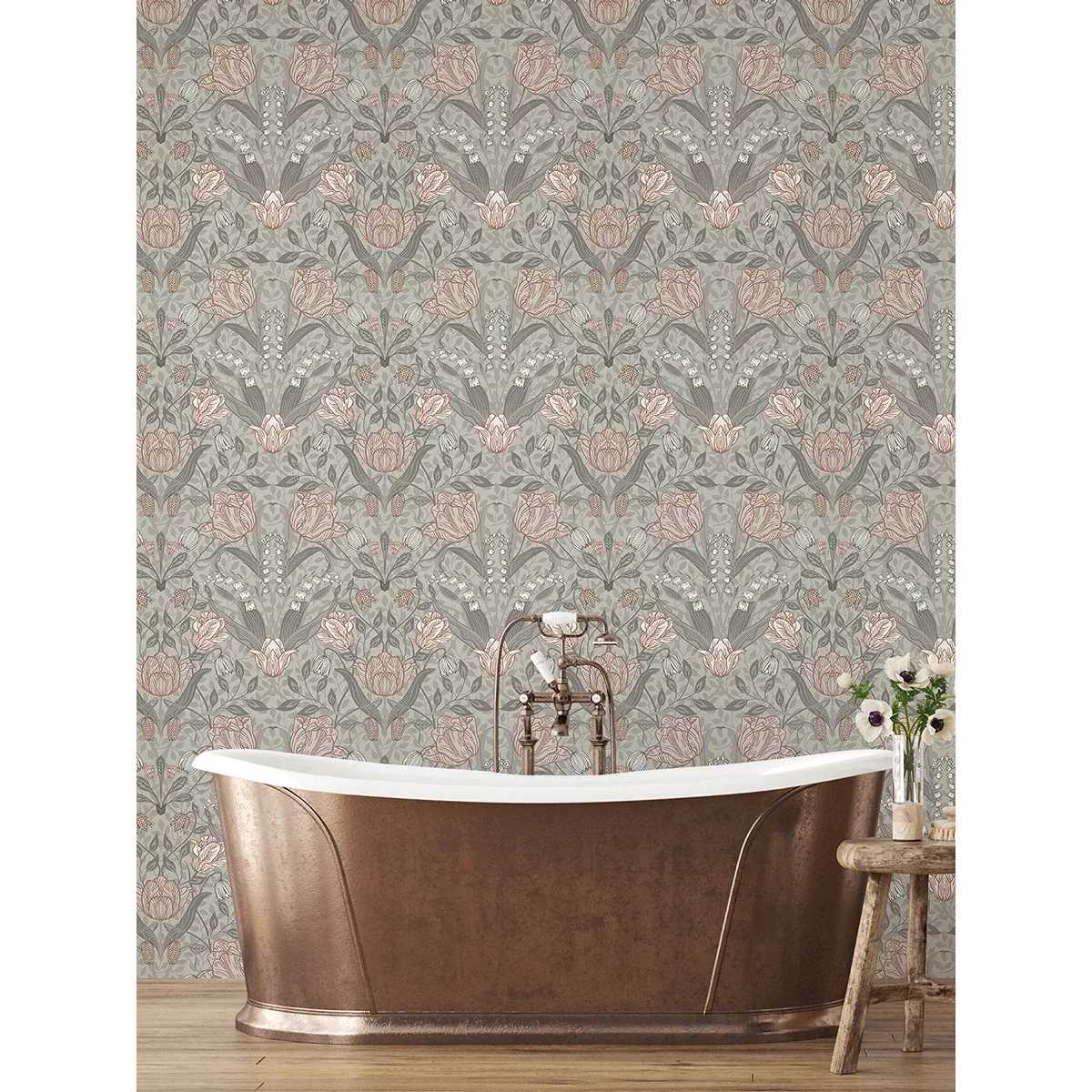 A-Street Prints Filippa Grey Tulip Wallpaper - SKU 2999-44105