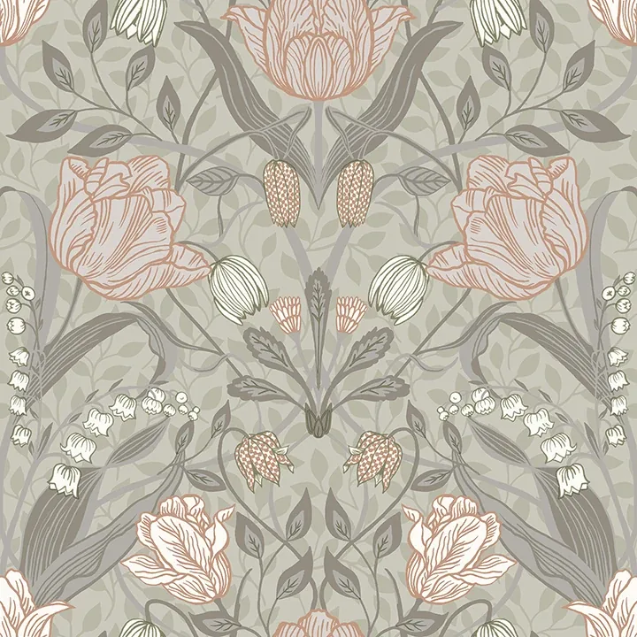 4080-44105 | Filippa Grey Tulip Wallpaper