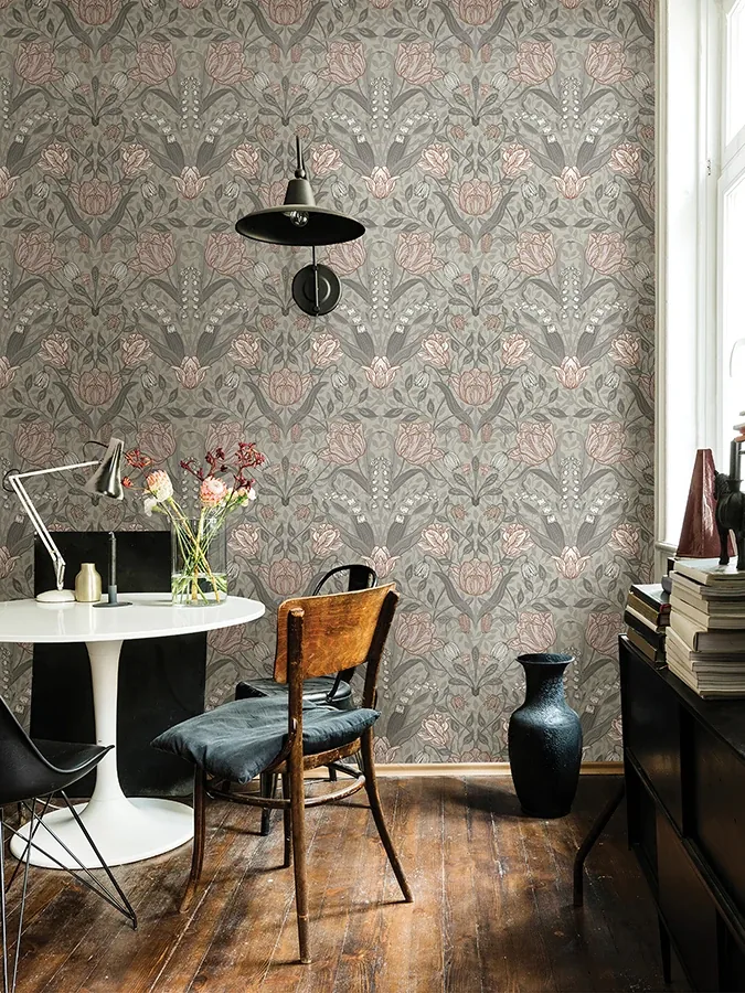 A-Street Prints Filippa Grey Tulip Wallpaper - SKU 4080-44105