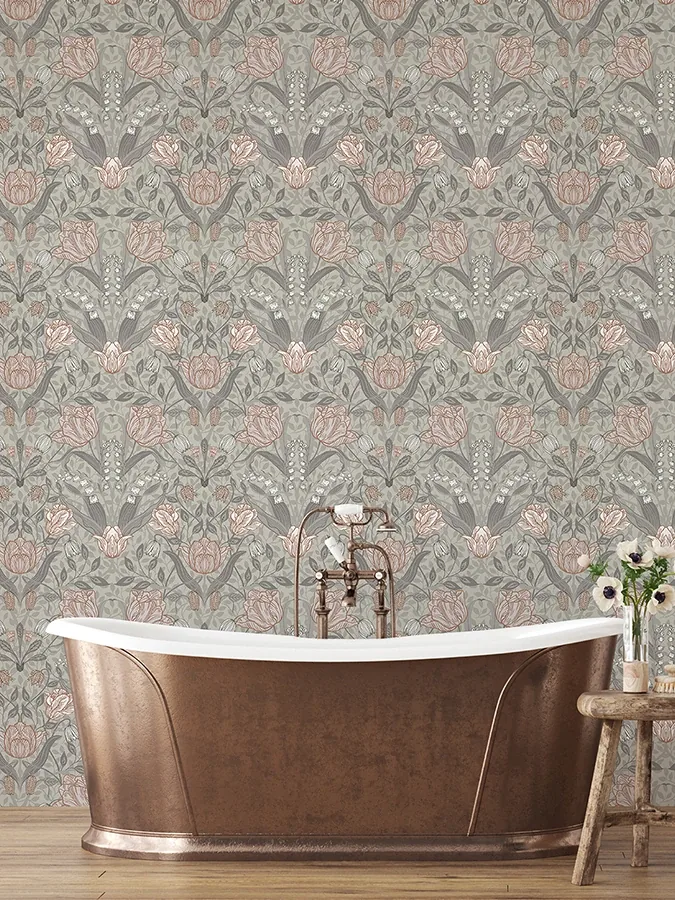 A-Street Prints Filippa Grey Tulip Wallpaper - SKU 4080-44105