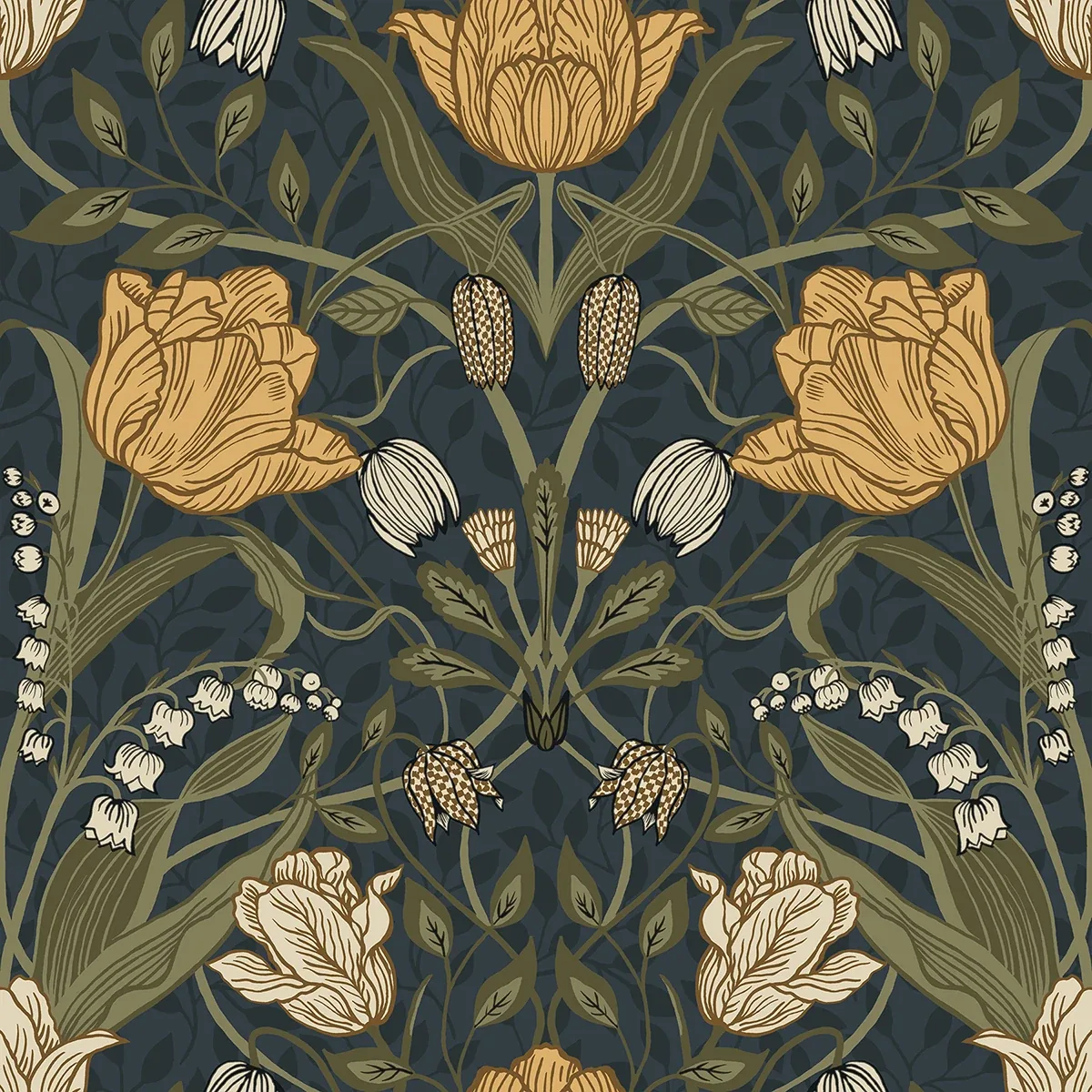 2999-44106 | Filippa Navy Tulip Wallpaper