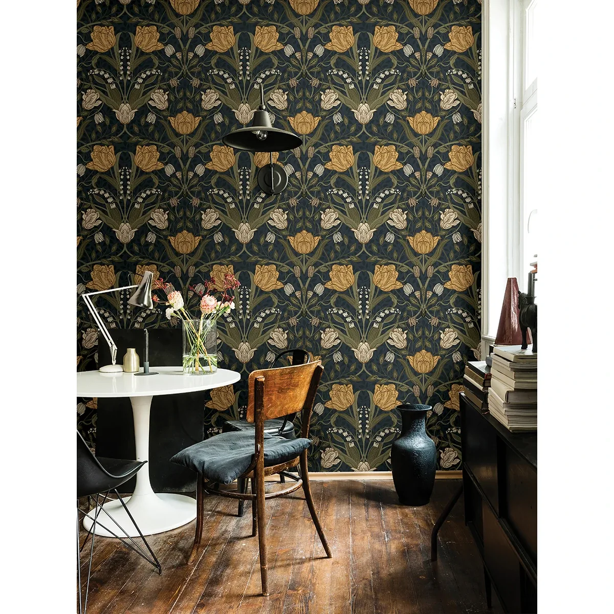 A-Street Prints Filippa Navy Tulip Wallpaper | Wallpaper Twins A-Street Prints Filippa Navy Tulip Wallpaper - SKU 2999-44106