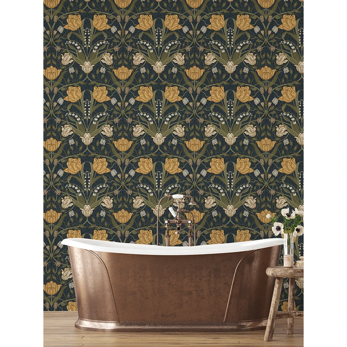 A-Street Prints Filippa Navy Tulip Wallpaper | Wallpaper Twins A-Street Prints Filippa Navy Tulip Wallpaper - SKU 2999-44106