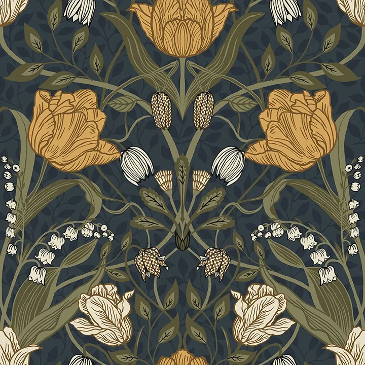 4080-44106 | Filippa Navy Tulip Wallpaper