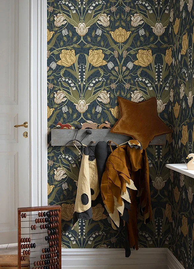 A-Street Prints Filippa Navy Tulip Wallpaper - SKU 4080-44106