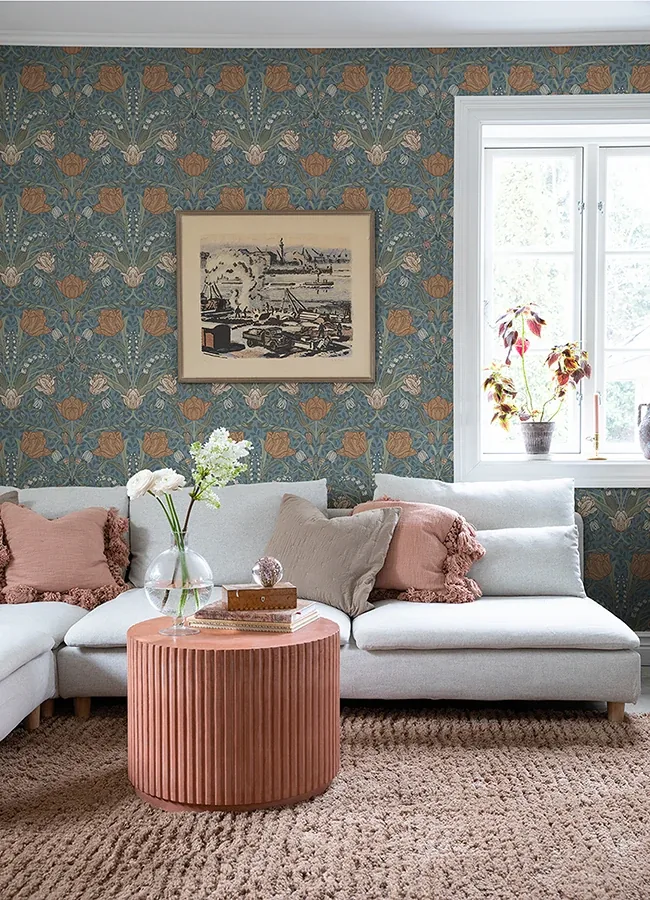 A-Street Prints Fillippa Blue Tulip Wallpaper - SKU 4080-33009