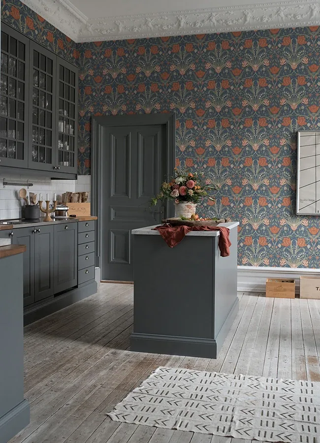 A-Street Prints Fillippa Blue Tulip Wallpaper - SKU 4080-33009