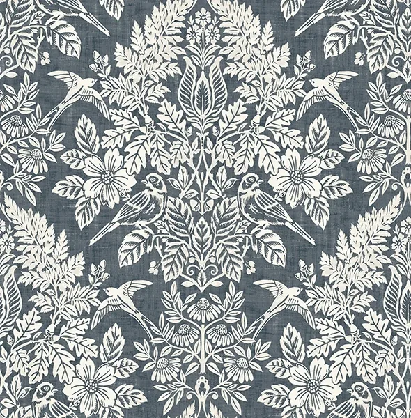 A-Street Prints Finch Blue Woodland Damask Wallpaper - SKU 4173-27622