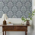 A-Street Prints Finch Blue Woodland Damask Wallpaper - SKU 4173-27622