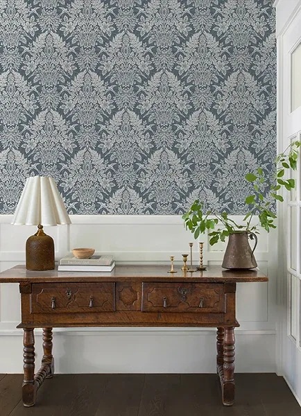 A-Street Prints Finch Blue Woodland Damask Wallpaper - SKU 4173-27622
