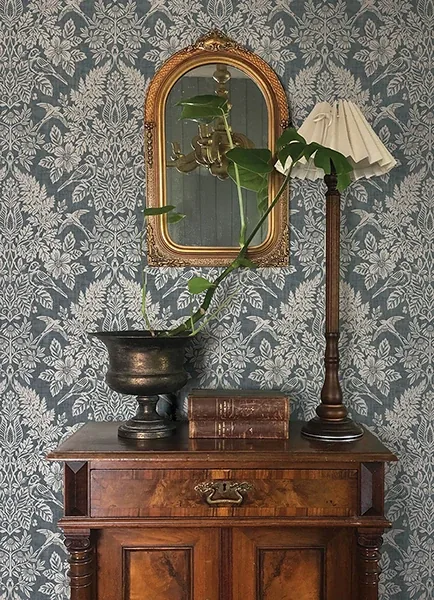 A-Street Prints Finch Blue Woodland Damask Wallpaper - SKU 4173-27622