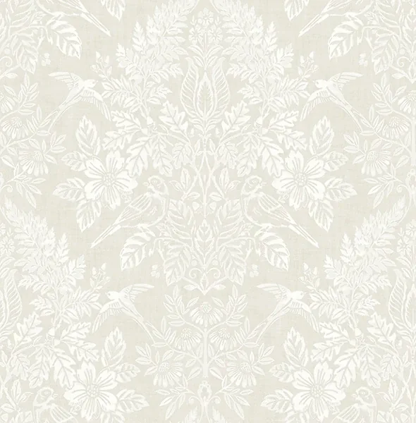 4173-27624 | Finch Ivory Woodland Damask Wallpaper