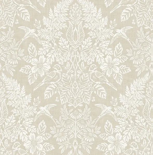 4173-27621 | Finch Neutral Woodland Damask Wallpaper