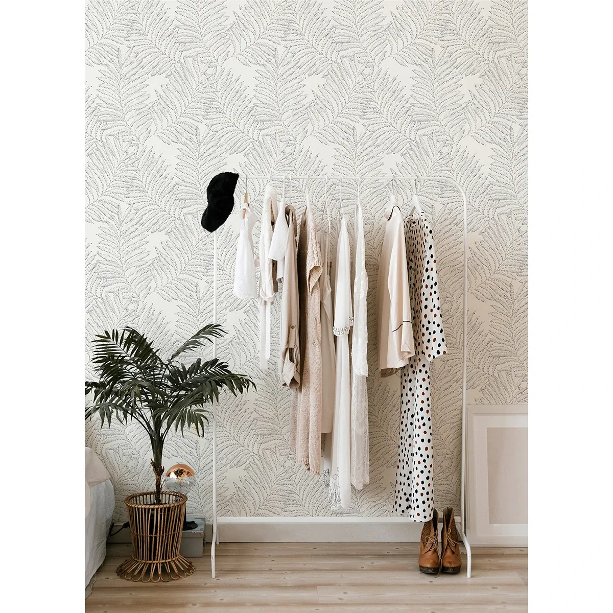 A-Street Prints Finnley Grey Inked Fern Wallpaper - SKU 2973-90505