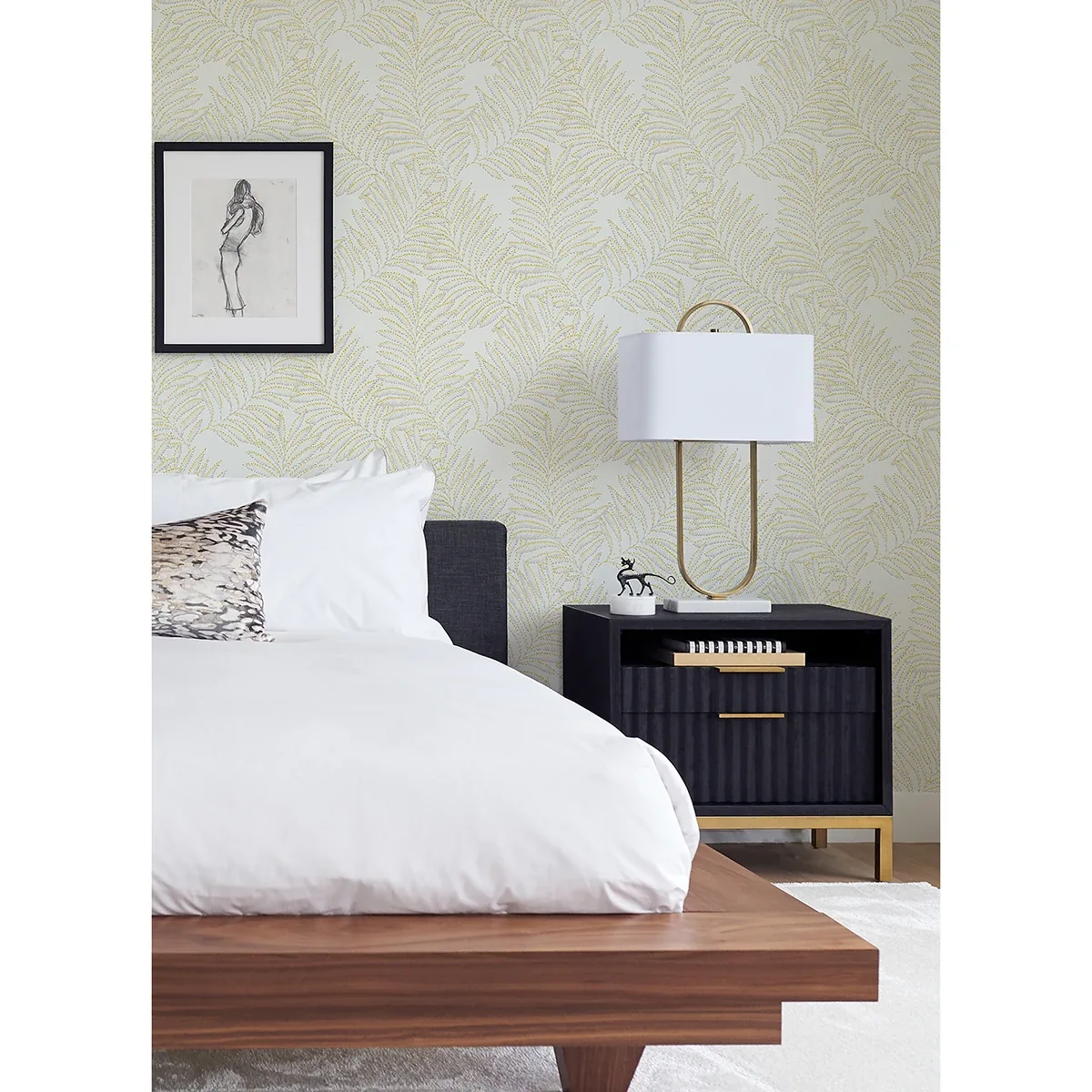 A-Street Prints Finnley Yellow Inked Fern Wallpaper - SKU 2973-90504