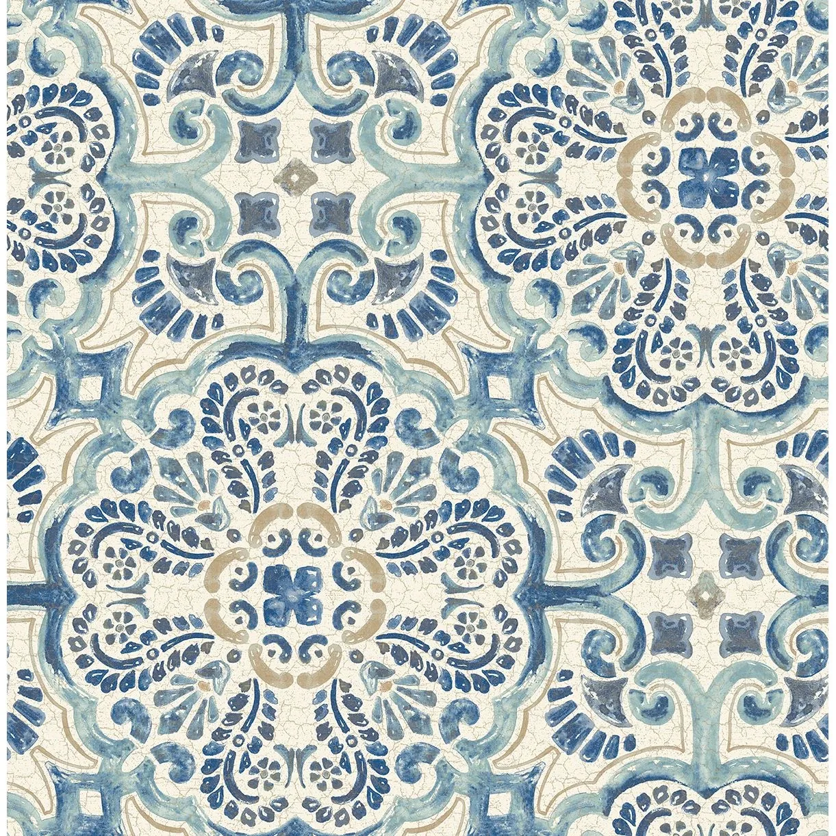 2540-24046 | Florentine Blue Tile Wallpaper
