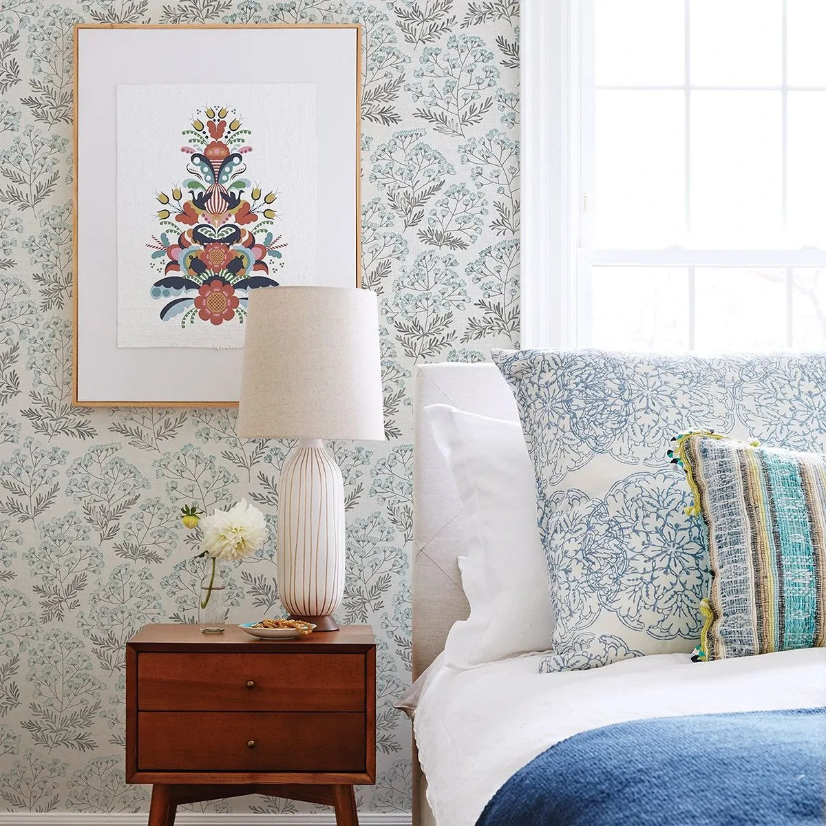 A-Street Prints Floret Blue Floral Wallpaper - SKU 2861-25714