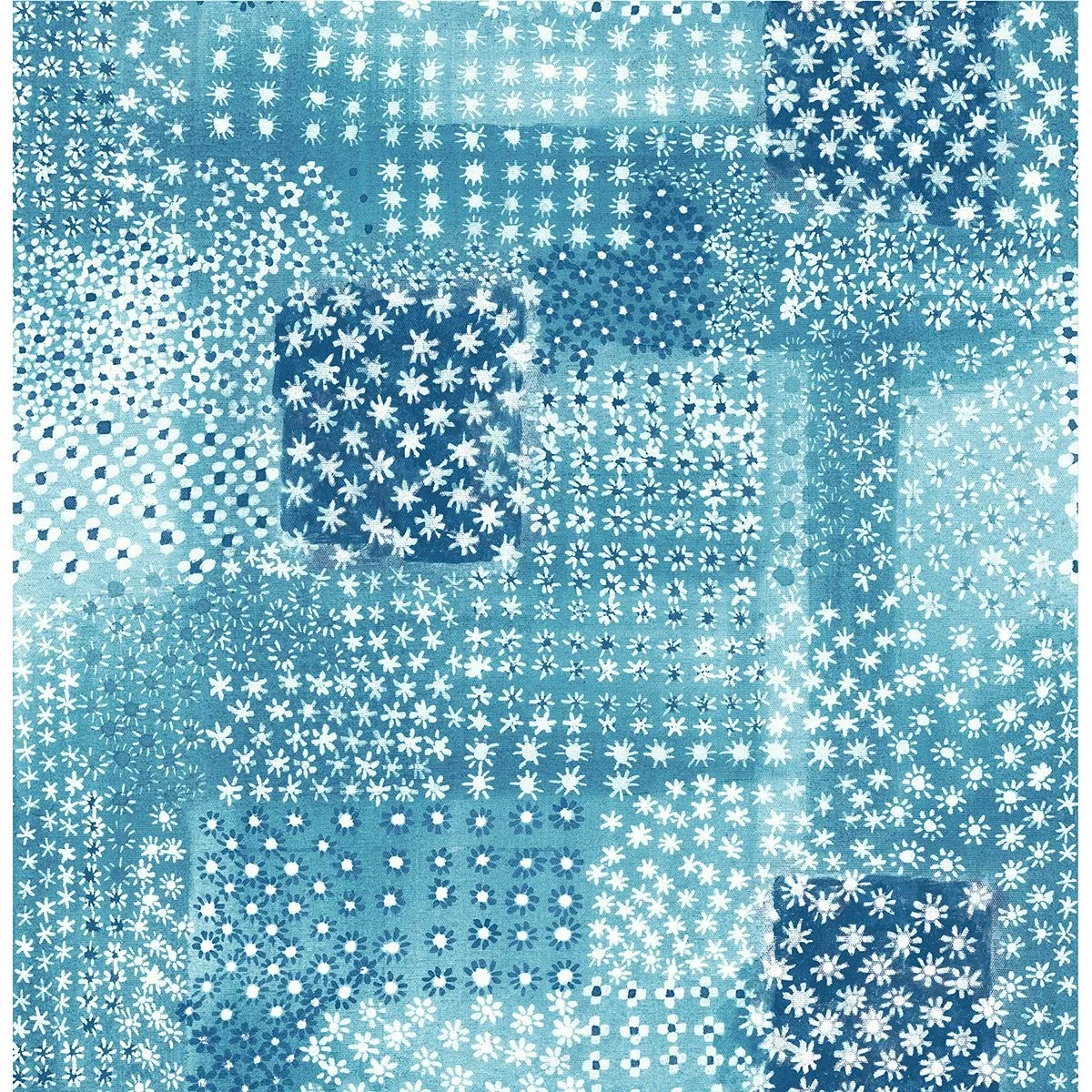 1014-001862 | Flower Indigo Patchwork Wallpaper
