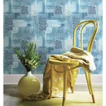 A-Street Prints Flower Indigo Patchwork Wallpaper - SKU 1014-001862