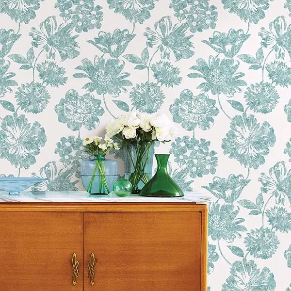 A-Street Prints Folia Aqua Floral Wallpaper - SKU 2901-25418